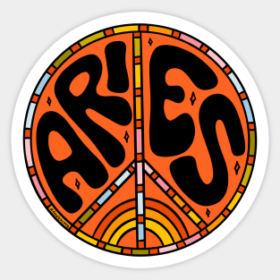 Aries Peace Sign Sticker